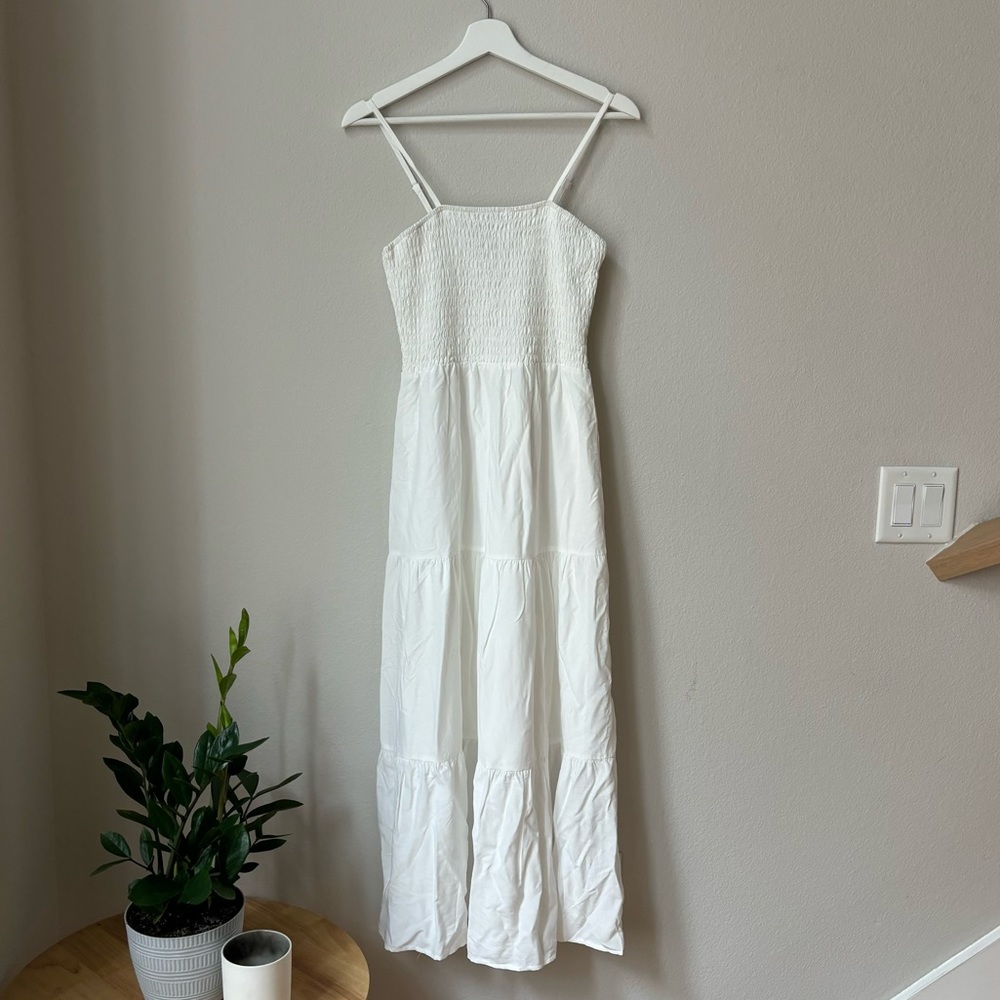 White Smocked Tiered Maxi Sundress - Brand New